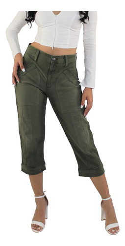 Pantalón Sixoneight De Gabardina Capri Fit. Estilo 618604