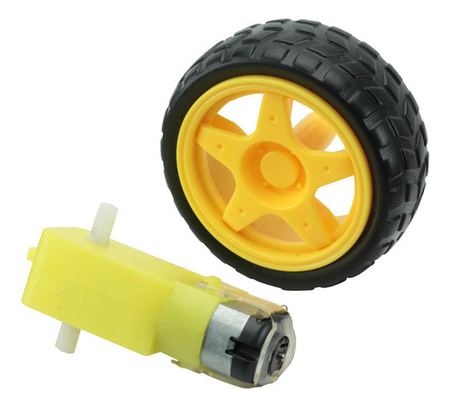 Motor Dc 3-6v Com Caixa De Redução Eixo Duplo + Roda 68mm