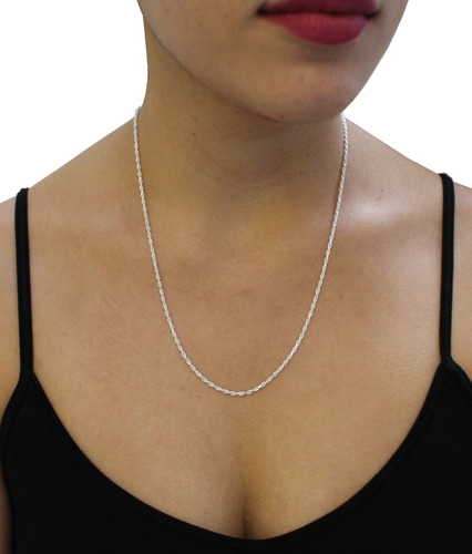Imagen 8 de 10 de Cadena Plata 925 Torzal 50 Cm Diamantada Hombre Mujer Agálea