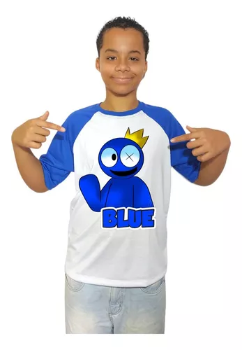 Camiseta Infantil Azul Babão Blues Rainbow Friends Roblox