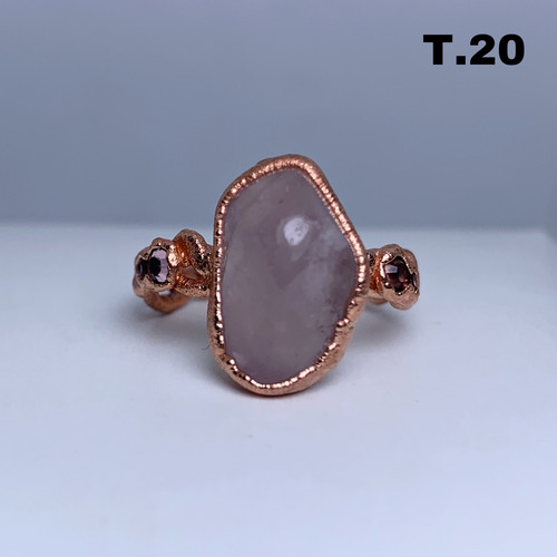 Anillo De Cobre Y Cuarzo Rosa Varios Talles Listos P/envio Rosa Claro Varios