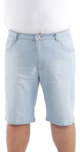 Bermuda Masculina Jeans Sky-claro Plus Size Com Lycra