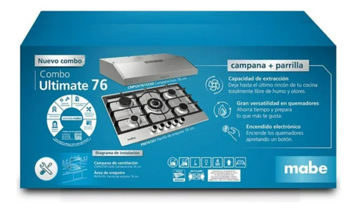 Combo Mabe Parrilla 76 Cm Con Campana Acero Inoxidable