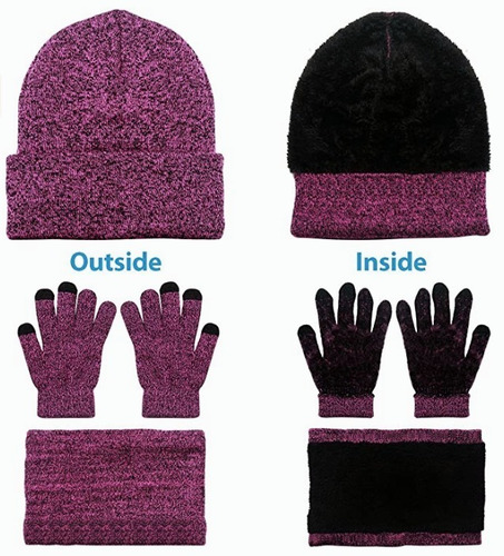Imagen 6 de 10 de Set Invierno: Gorro Polar, Cuello Polar Y Guante De Lana