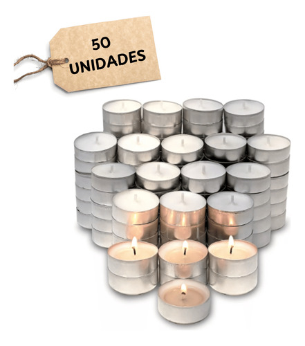 Kit 50 Velas Estilo Rechaud Com Suporte Em Alumínio Fondue