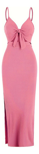 Vestido Vintage De Encaje Con Lazo De Color Liso Para Mujer