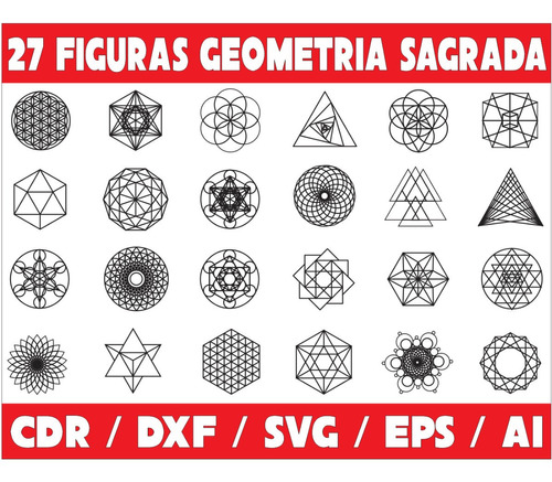 Pack De Vectores Corte Laser - 27 Figuras Geometria Sagrada