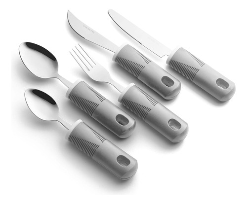 Kit 5 Utensilios Cuchara Tenedor Cuchillo Adulto Mayor, Disc