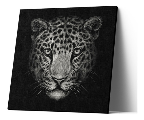 Cuadro Canvas Jaguar Oscuro Gris 20x20cm