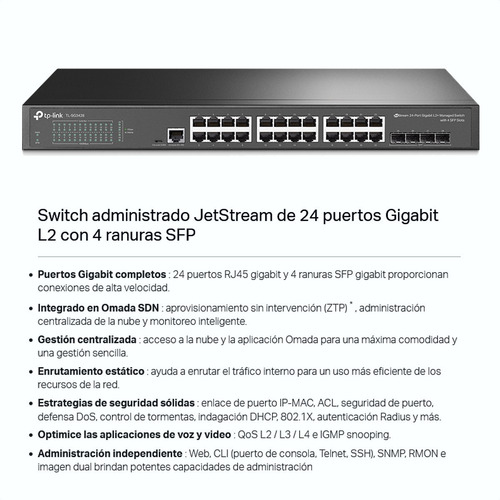 Imagen 2 de 8 de Switch Administrable Tp-link, Tl-sg3428 / 24 Puertos Gigabit