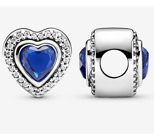 Imagen 2 de 2 de Charm Corazón Azul Profundo - Plata De Ley S925