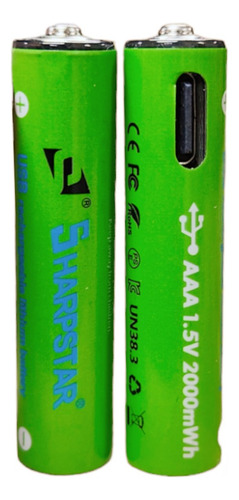 Pack 2 Pilas Aaa Litio Recargables Puerto Usb