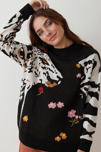 Sweater Para Mujer Modelo Tigres Y Flores