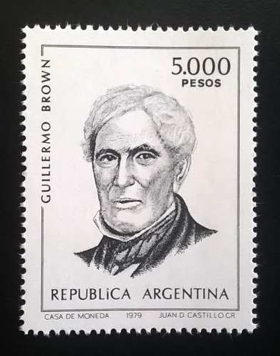 Argentina, Sello Gj 1852 Brown 5000p Marfil 1979 Mint L11129