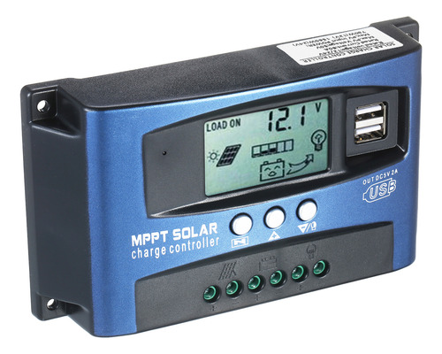 Controlador De Carga Solar Mppt Lcd Dual Usb 12v/24v