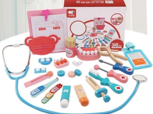 Set Juego De Roles Doctor Y Dentista (juguete De Madera)