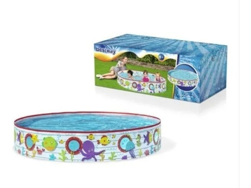 Pileta Rigida Redonda Bestway 55029 152cm X 25cm 435lts Pvc Color Blanco Y Rojo