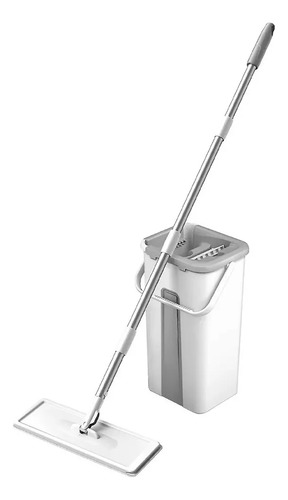Mopa Plana Trapeador 2 Paños Limpieza 360° Balde Escurridor Color Blanco