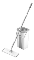 Comprar Mopa Plana Trapeador 2 Paños Limpieza 360° Balde Escurridor Color Blanco