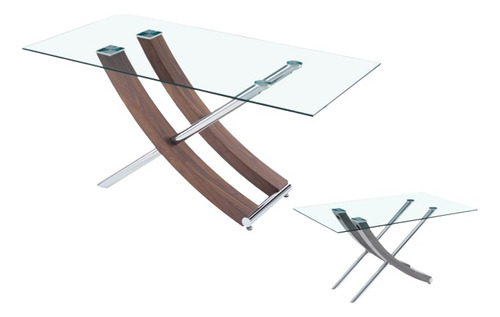 Mesa Comedor Elegante Vidrio Metal Cromado Boheme 6 Puestos