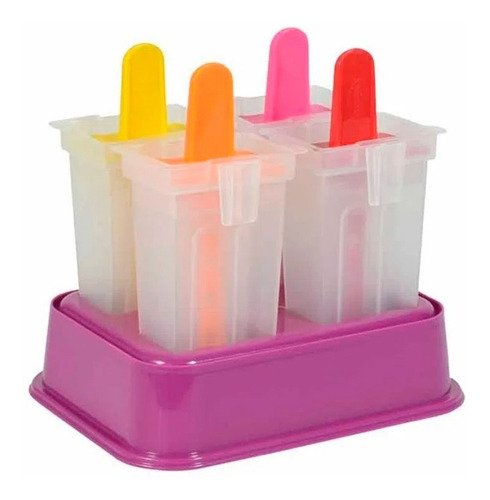 Imagem 3 de 4 de Forma Paleta Mexicana Recheada Molde Sorvete Picolé 4 Pçs