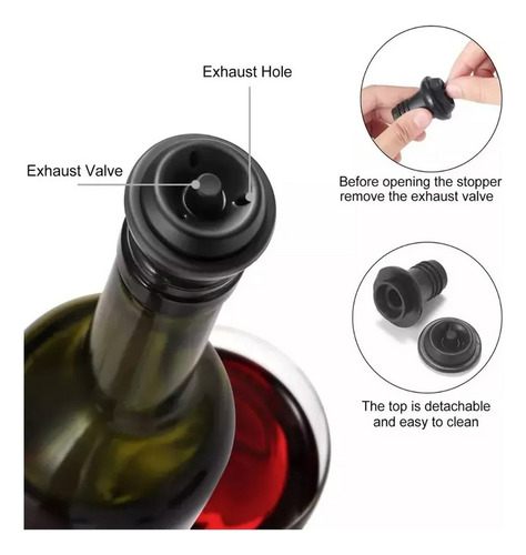 Bomba À Vácuo Garrafa De Vinho Com 6 Rolhas Selador Tira Ar