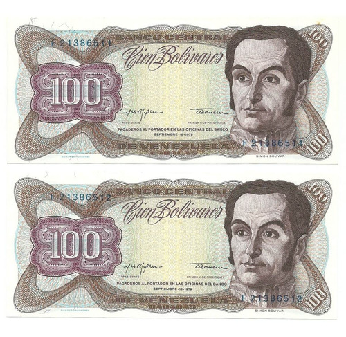 Billete De Bs.100 F8 - Septiembre 18  1979 F21386511 