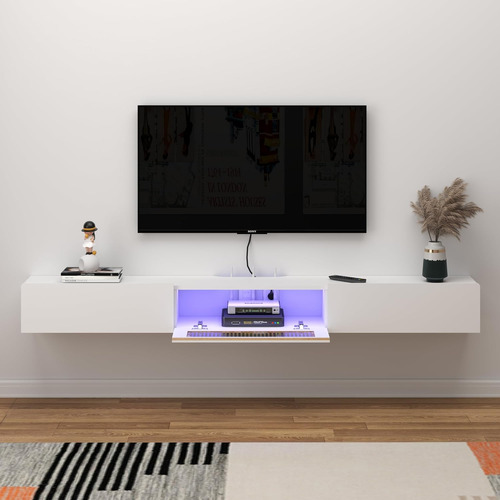 Soporte Flotante Para Tv Con Luces Led, Armario De Tv Montad