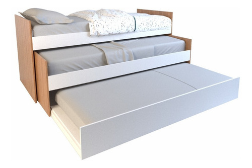 Cama Nido Triple Minimalista P/ Colchon 1 Plaza + Colores! Color Olmo Con Everest