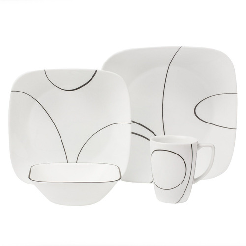 Vajillas Corelle Blancas Cuadradas 16 Piezas Envío Gratis