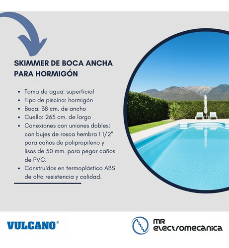 Skimmer Boca Ancha Para Pileta Hormigon Vulcano 38cm 119003