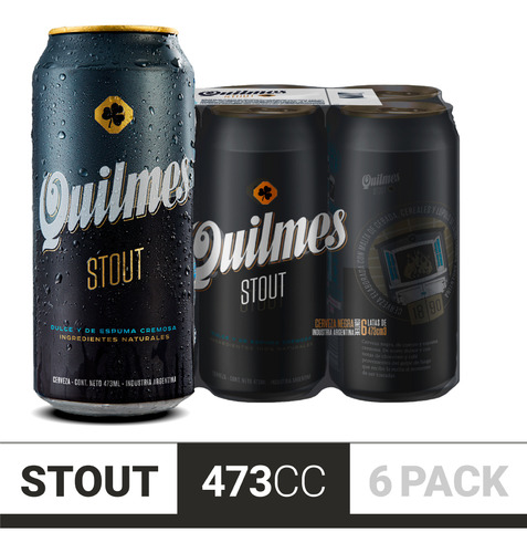 Cerveza Quilmes Stout X 473ml X6 Unid. Negra. Almafemi Prod.
