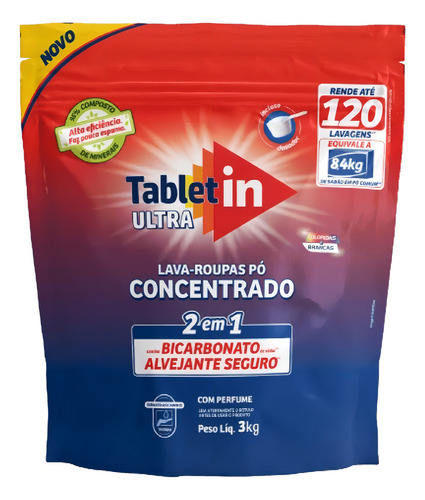 Lava Roupas Pó Concentrado Tablet In Ultra 2 Em 1 3kgs