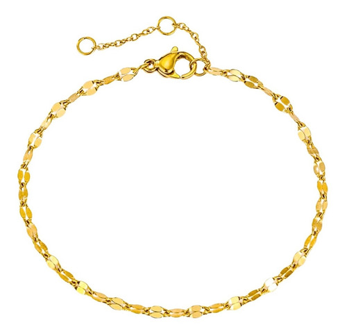 Imagen 1 de 10 de Pulseras Tobilleras Mujer Fina Cadena De Cuerpo Acero Dorada