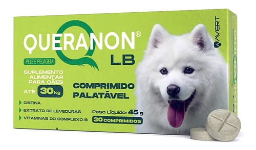 Queranon Lb Avert Pele Pelagem Cães Até 30kg 30 Comprimidos