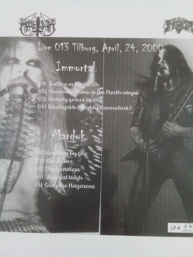 Marduk Immortal Live Enslaved Celtic Frost Venom Satyricon