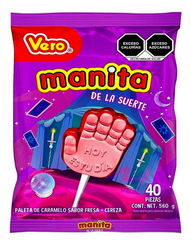 Paleta Vero Manita De La Suerte 40 Piezas