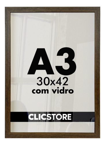 Moldura A3 Certificado Diploma Foto Quadro Com Vidro 30x42cm Cor Marrom