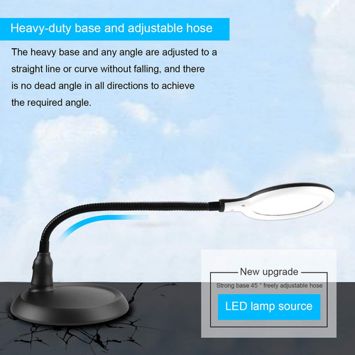 Lámpara De Lupa Lupa 5x Con Luz Led Y Cuello Flexible Lámpar