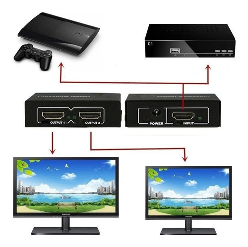 Imagen 2 de 6 de Multiplicador Splitter Hdmi 1 Entrada X 2 Salidas 1080 3d