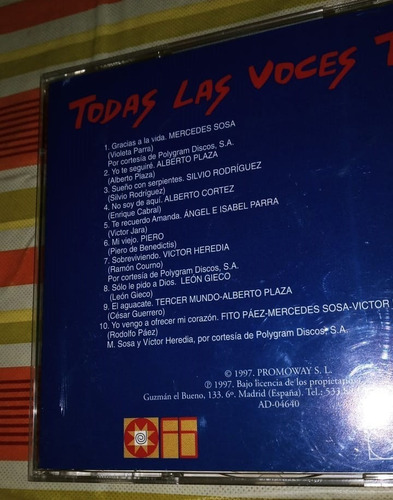 Cds Todas Las Voces Todas, En Vivo - Vol 1 Y 2 (Usado)