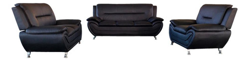 Set De Living Negro Pu Polaris