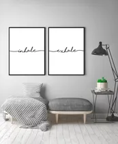Comprar Cuadros Modernos Set X2 Marco + Vidrio 40x60 Inhale Exhale 2