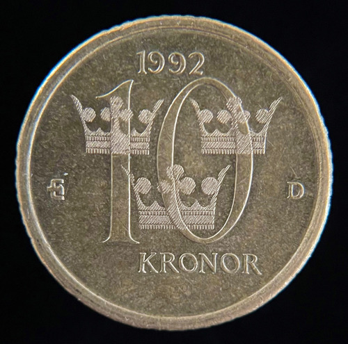 Suecia, 10 Kronor, 1992. Carl Xvl Gustaf. Xf (Usado)