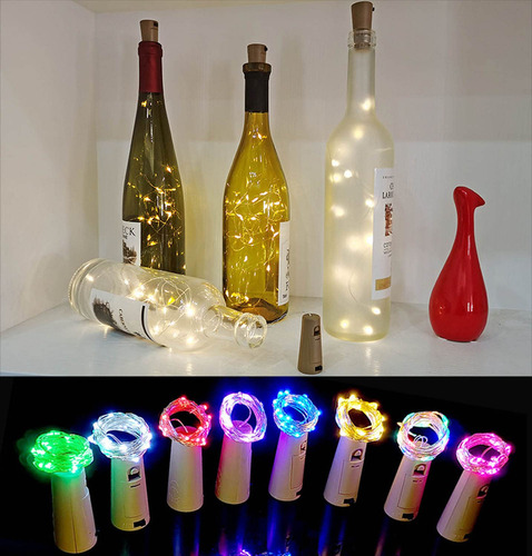 Aoucol Paquete De 9 Luces Para Botella De Vino Con Corcho, 3