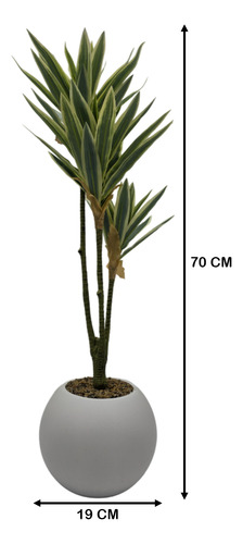 Planta Artificial Dracena Grande En Macetero Plastico Blanco