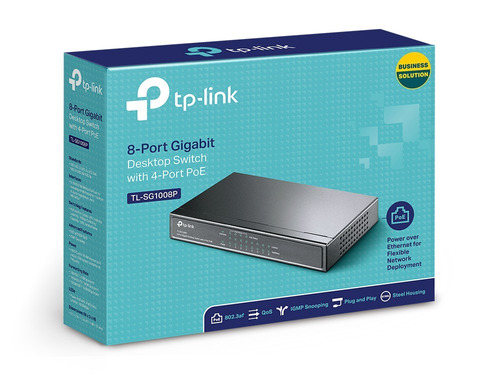 Tp-link Switch 8 Puertos Gigabit 4 Puertos Poe Tl-sg1008p /v