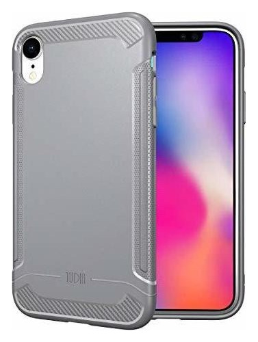 Funda Para iPhone XR Case Protector Fibra De Carbono Gris