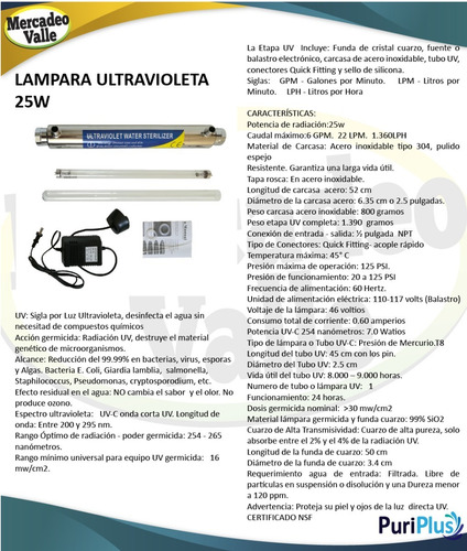 Osmosis 1200 Gpd Ultravioleta Gabinete Acero Filtro De Agua