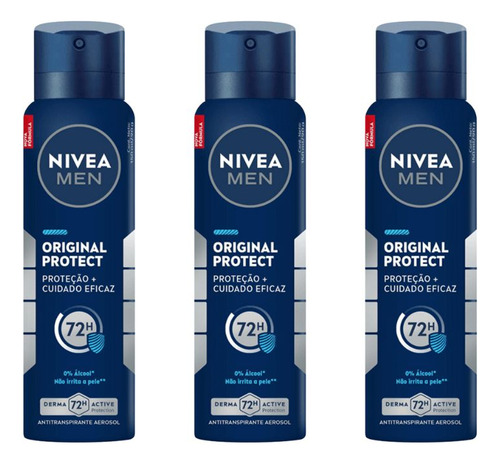 Desodorante Aero Nivea 150ml Masc Original Protect-kit C/3un